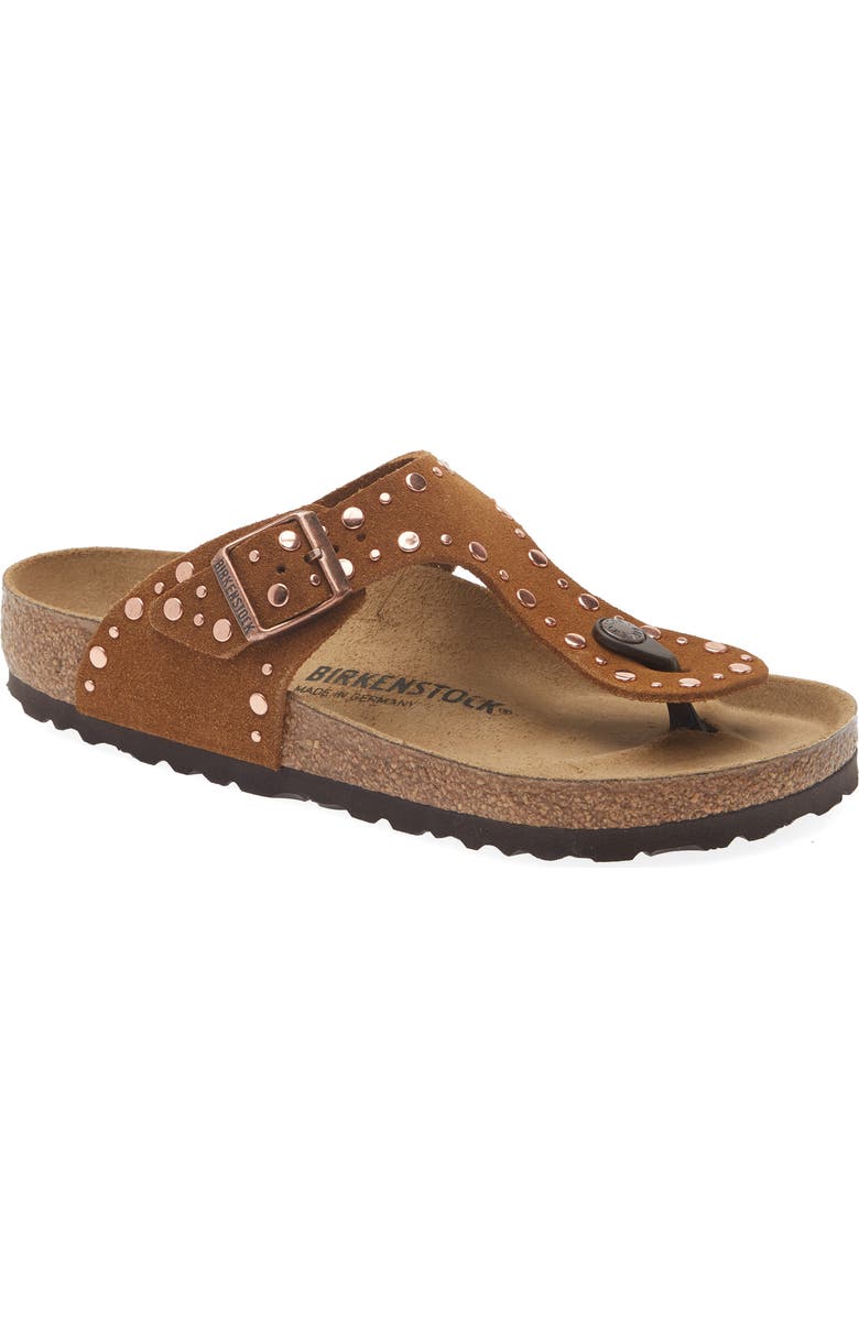Birkenstock Gizeh Rivets Sandal, Main, color, Mink Suede