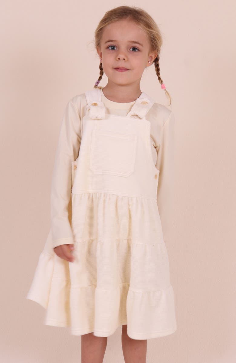 TINY TRIBE Kids' Corduroy Overall Dress, Alternate, color, Cream