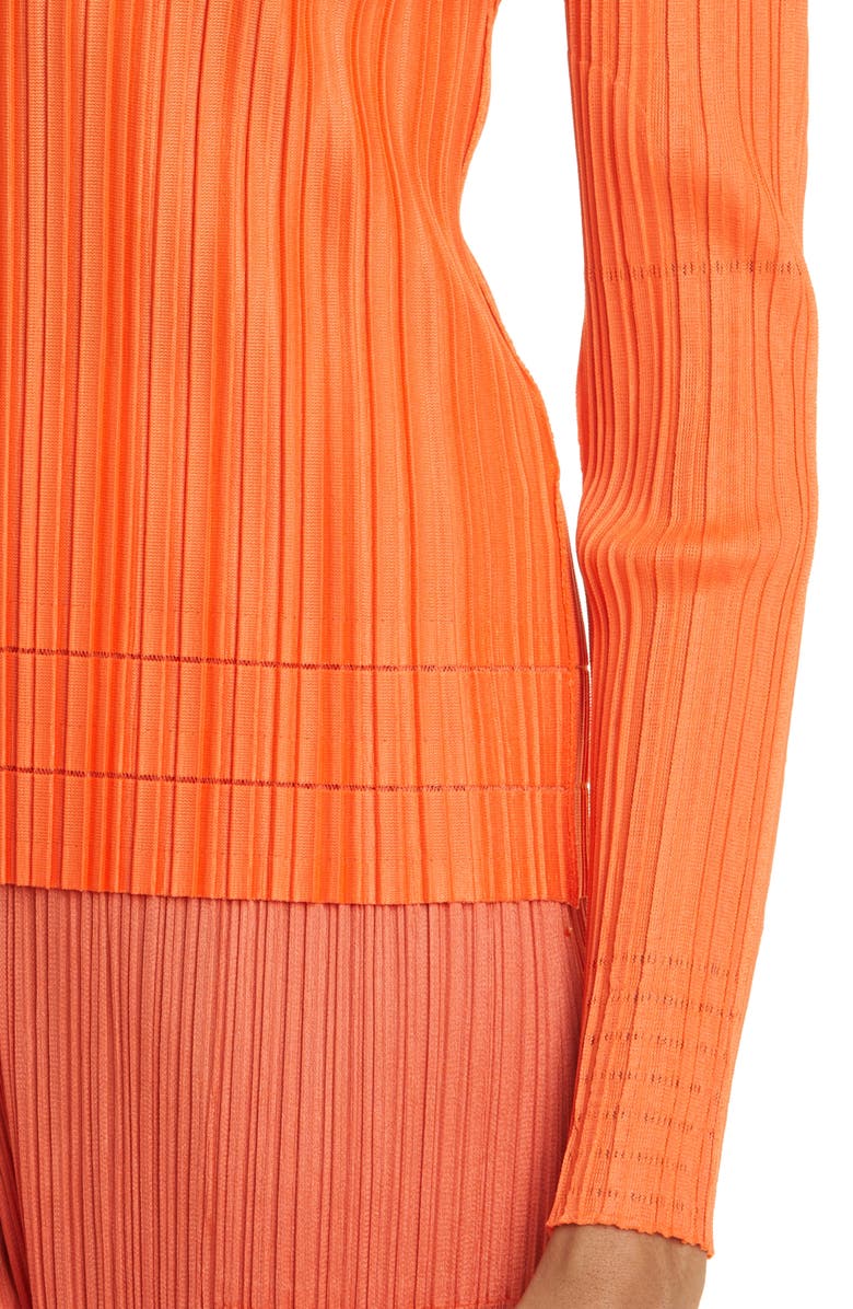 Pleats Please Issey Miyake Pleated Long Sleeve Top, Alternate, color,