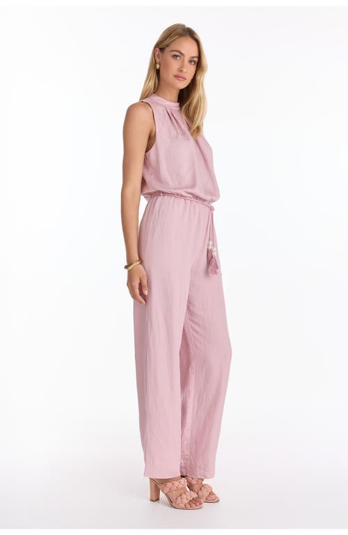 The Noli Shop Fernanda Linen Jumpsuit In Pink