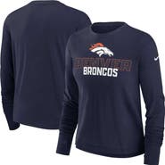 Nike Women's Nike Navy Denver Broncos Modest Crop Performance Long Sleeve T-Shirt