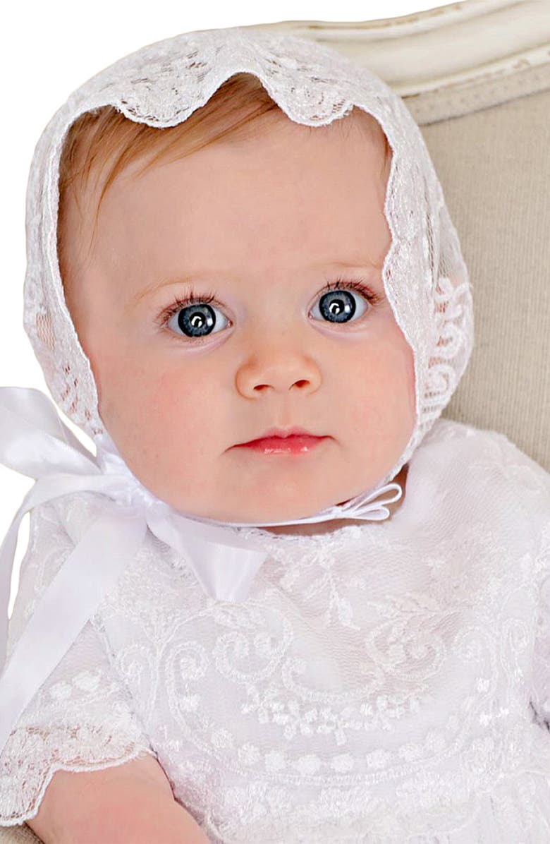 Little Things Mean a Lot Christening Gown, Shawl, Slip & Bonnet Set, Alternate, color, White