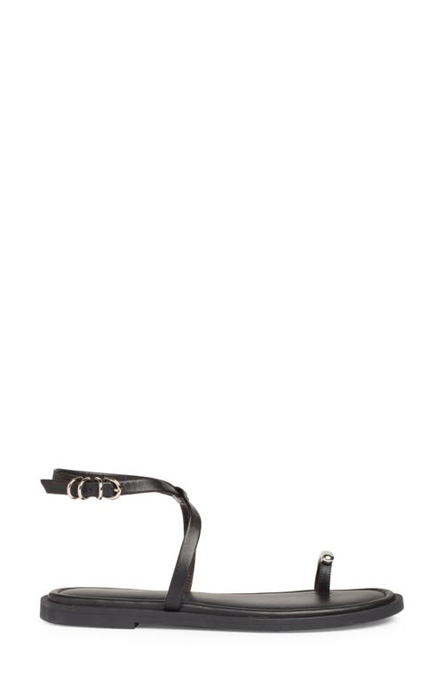 Rag & Bone Geo Leather Toe-ring Flat Sandals In Black Leather