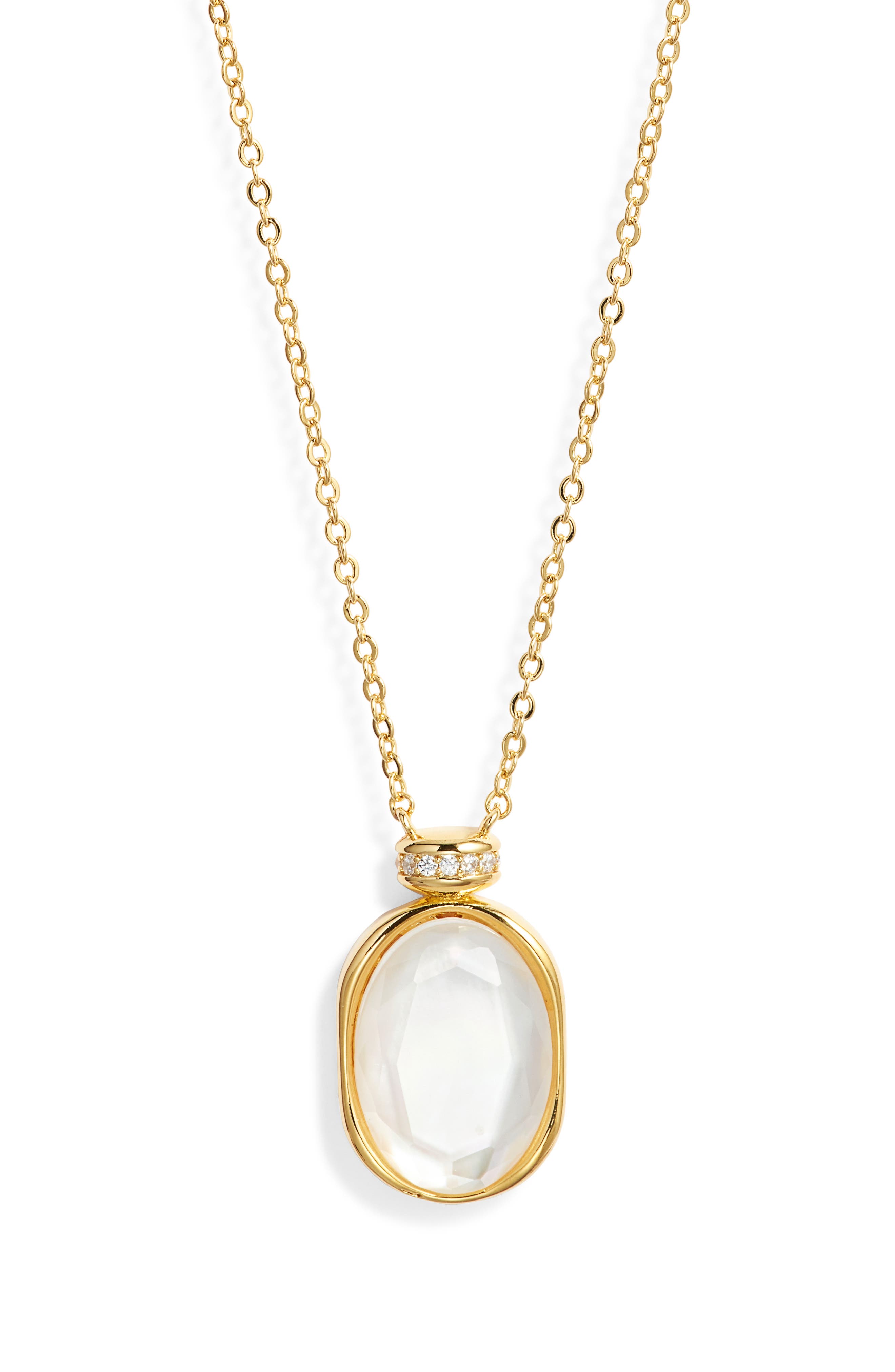 Nordstrom Demi Fine Oval Mother-of-Pearl Pendant Necklace