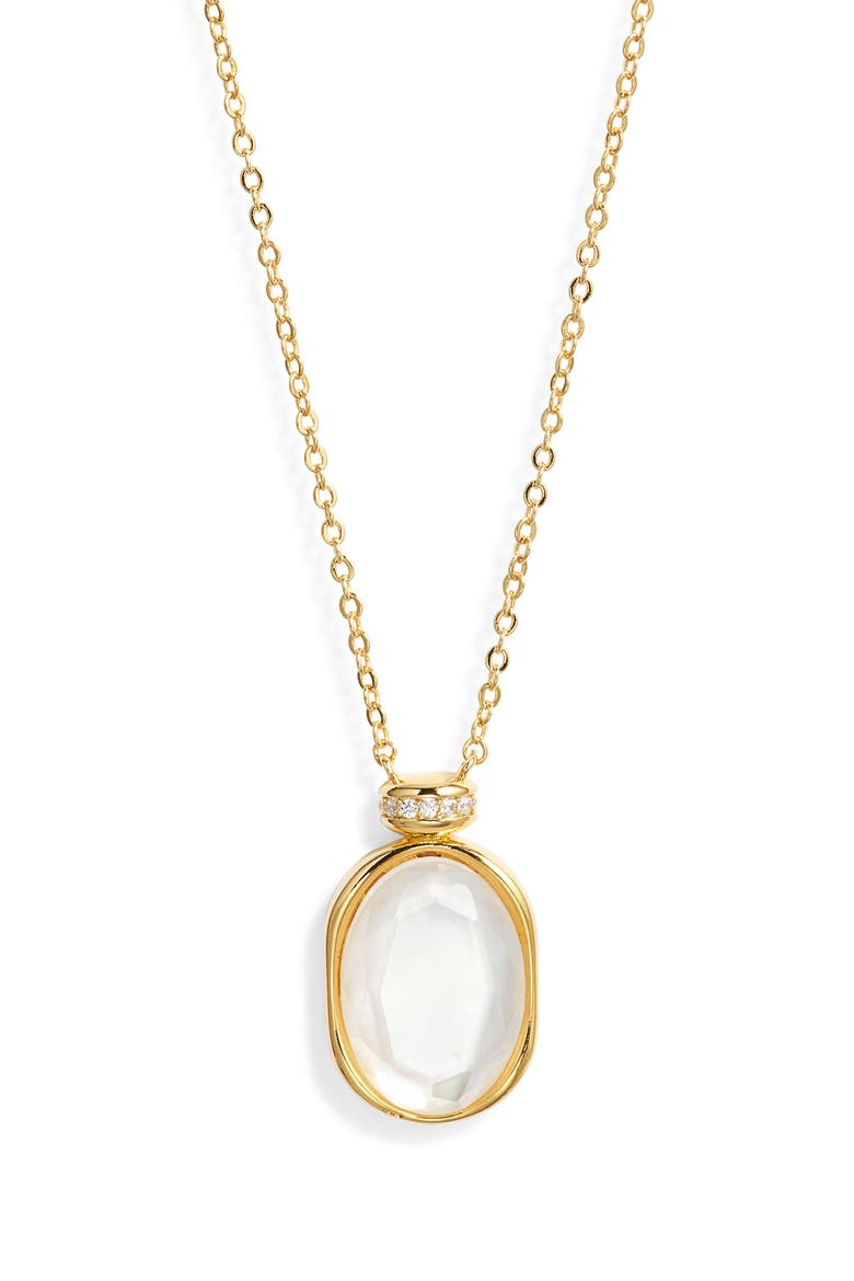 Demi Fine Oval Mother-of-Pearl Pendant Necklace, Main, color, 14K GOLD PLATED