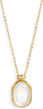 Nordstrom Demi Fine Oval Mother-of-Pearl Pendant Necklace