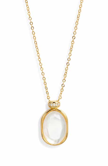 Nordstrom Demi Fine Oval Mother-of-Pearl Pendant Necklace