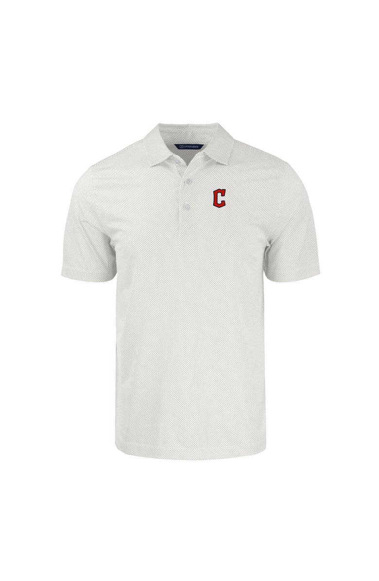 Cutter & Buck Men's Cutter & Buck White/Gray Cleveland Guardians Big & Tall Pike Eco Symmetry Print Stretch Recycled Polo, Alternate, color, 