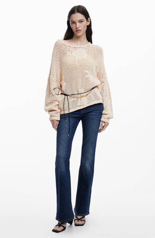 Desigual Open Stitch Sweater In Brown