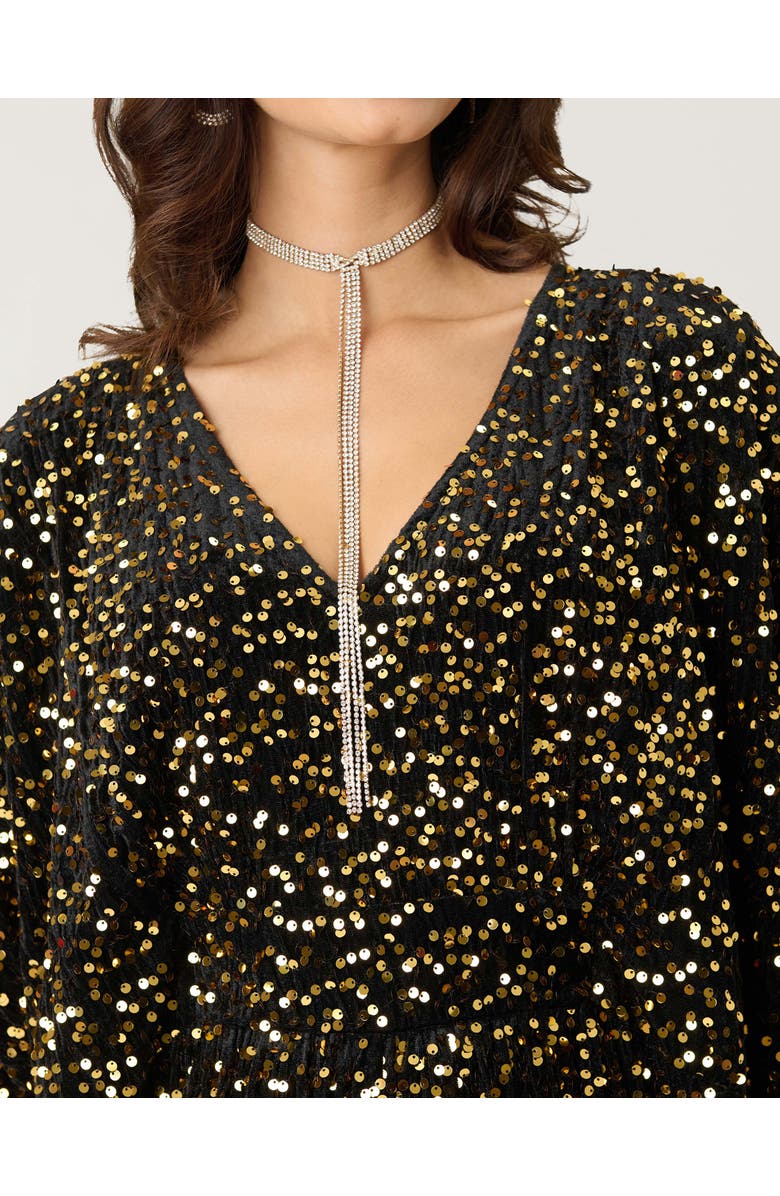 Unique Vintage Caftan Jumpsuit, Alternate, color, Black & Gold