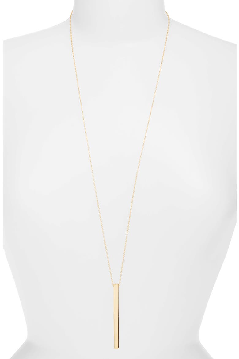 Thin Bar Pendant Necklace, Main, color, GOLD