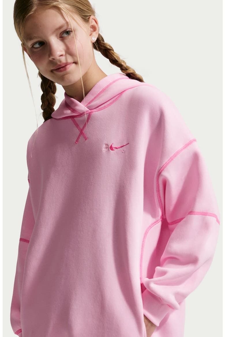 Kids' Club Fleece Hoodie, Alternate, color, PINK FOAM