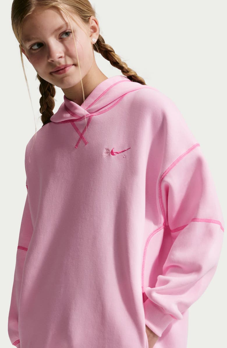 Nike Kids' Club Fleece Hoodie, Alternate, color, Pink Foam