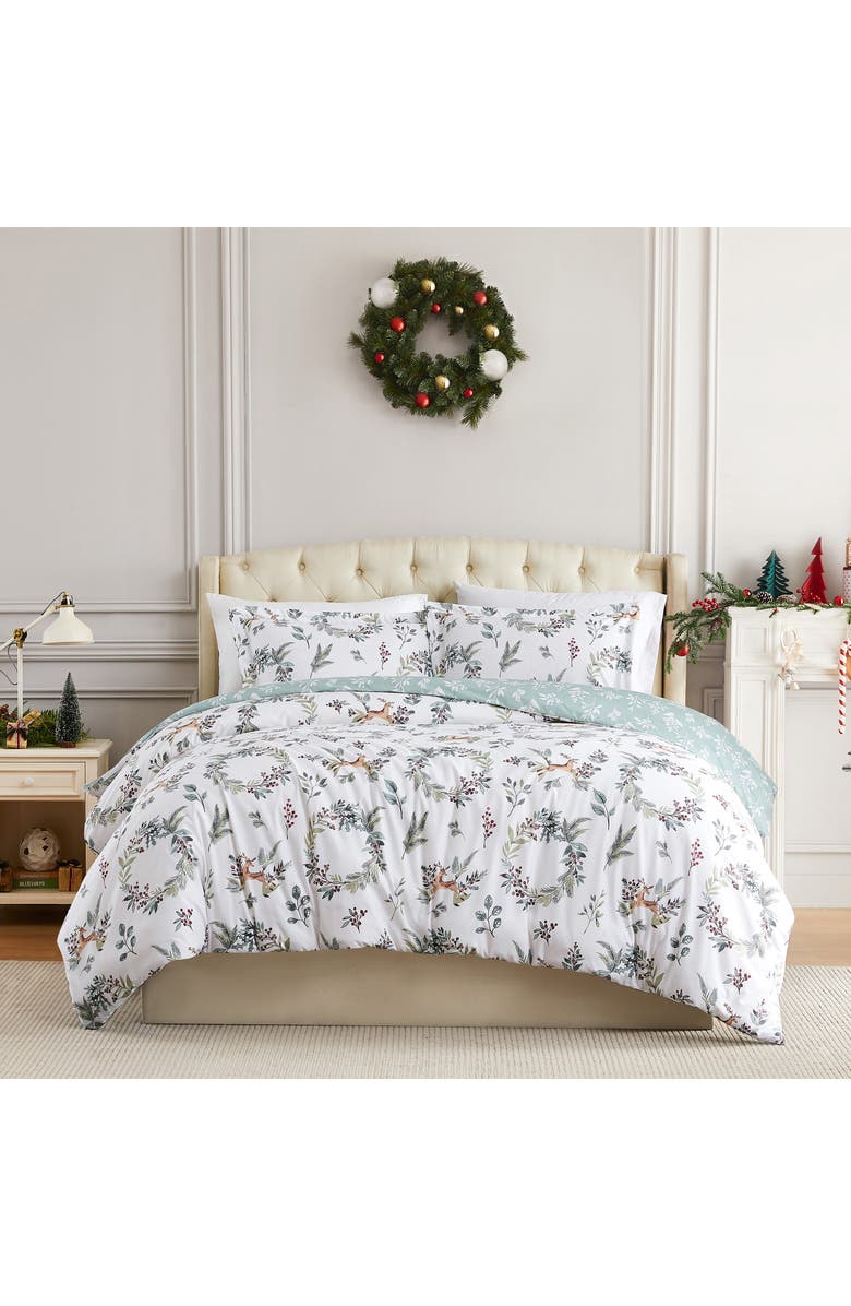 SOUTHSHORE FINE LINENS Happy Holidays Oversize Holiday Comforter Set, Main, color, Happy Holidays