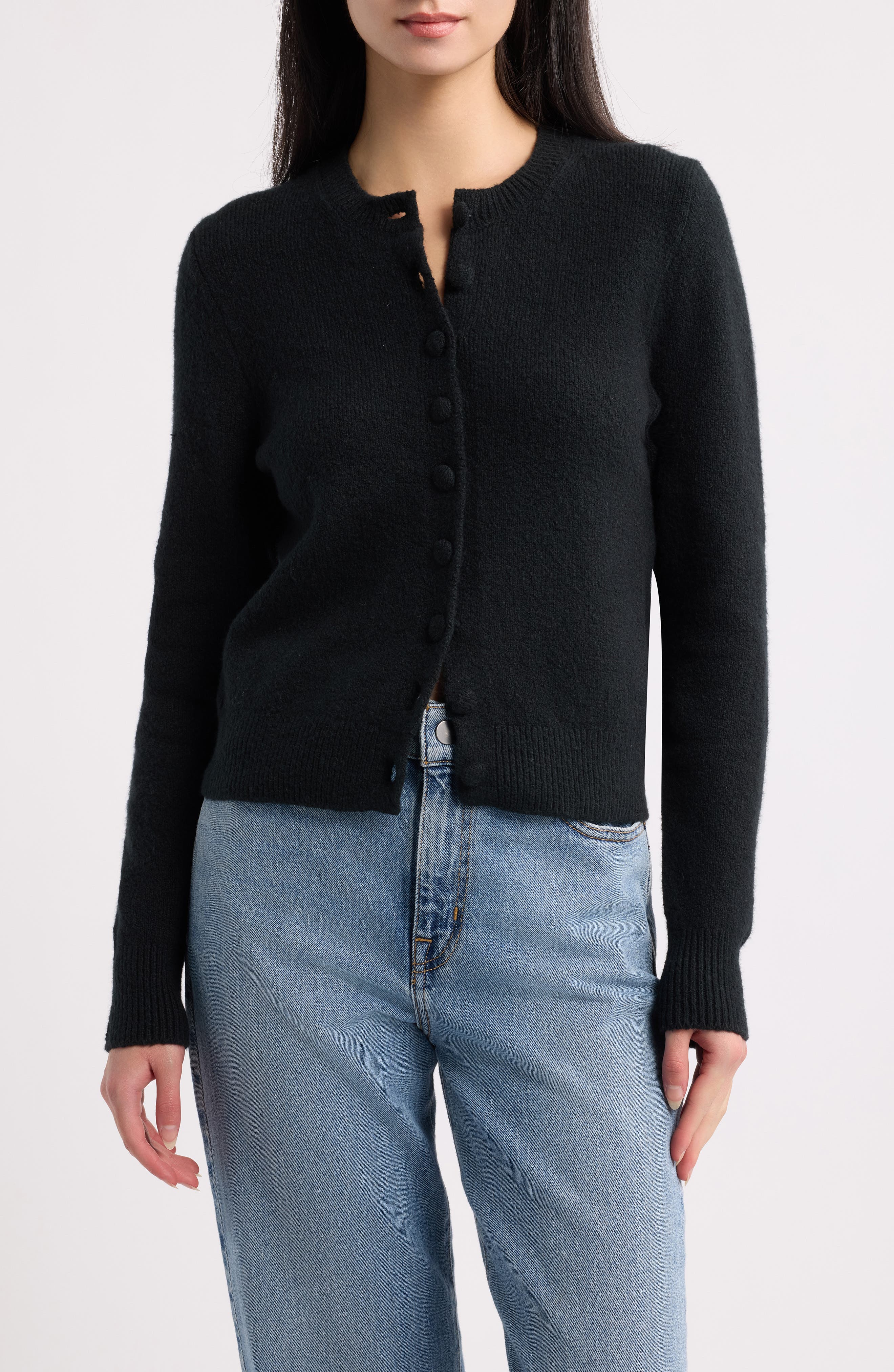 Shrunken Cotton Blend Cardigan