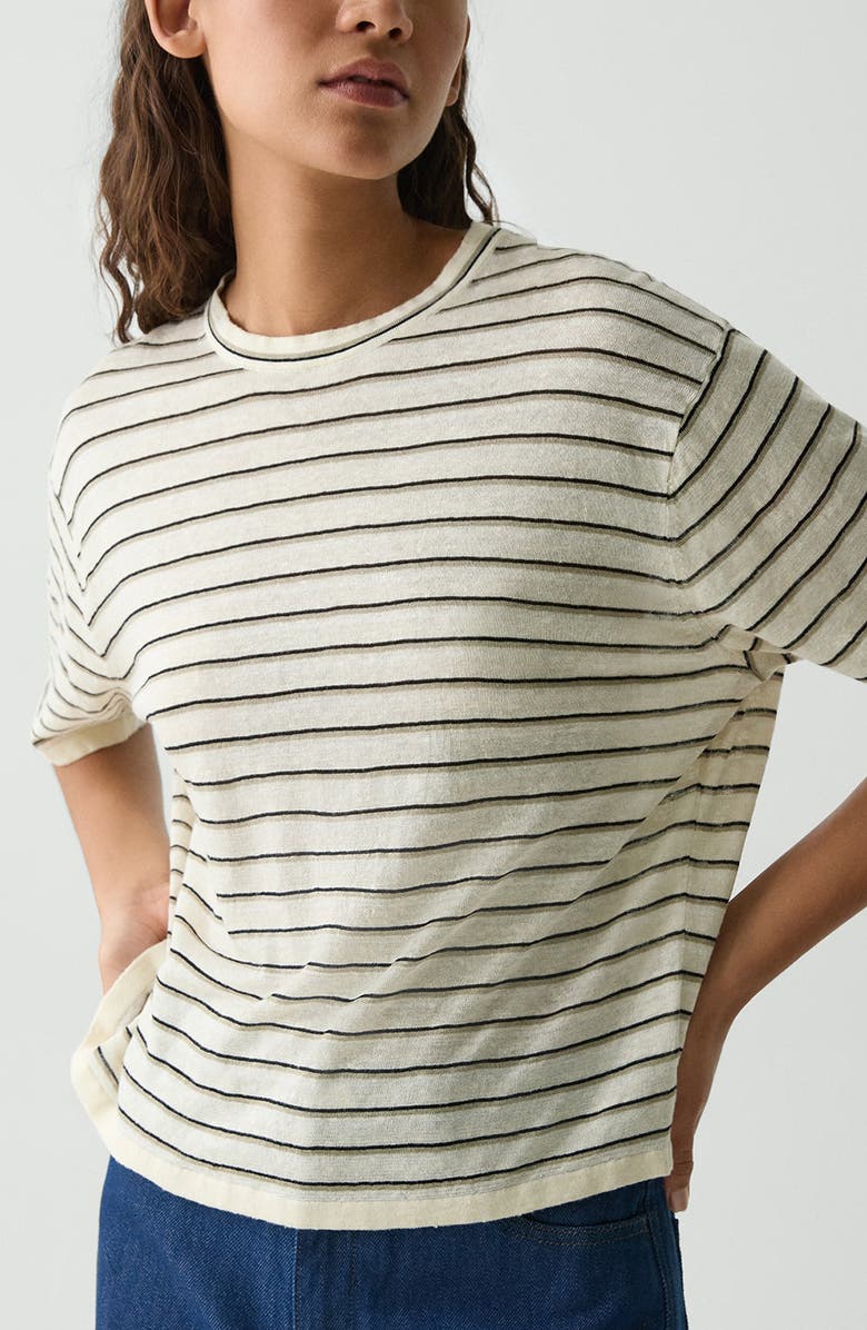 Theory Neo Sag Harbor Stripe Linen Blend Boyfriend T-Shirt, Alternate, color, 