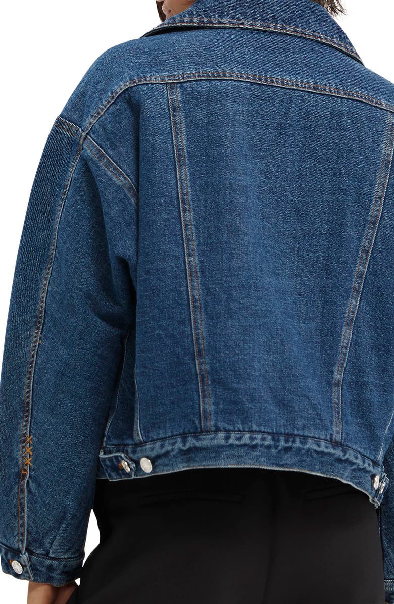 Scotch & Soda Cotton Denim Trucker Jacket with Removable Faux Shearling Collar, Alternate, color,