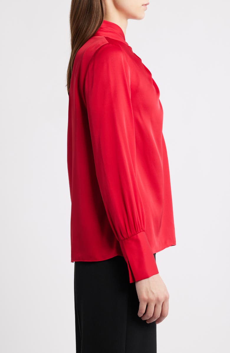 Elie Tahari The Lola Stretch Silk Twist Front Top, Alternate, color, Red Love