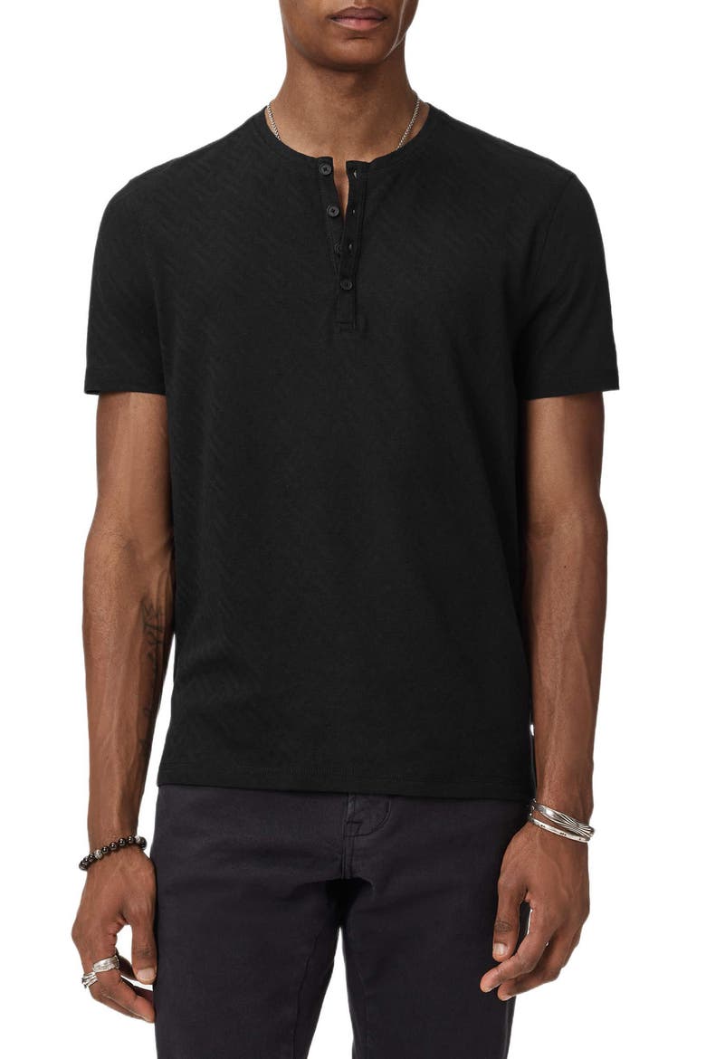 Elm Texture Short Sleeve Henley, Main, color, BLACK