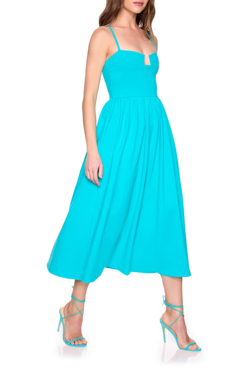 Susana Monaco Angled Wire Gathered Sleeveless Midi Dress, Alternate, color, 