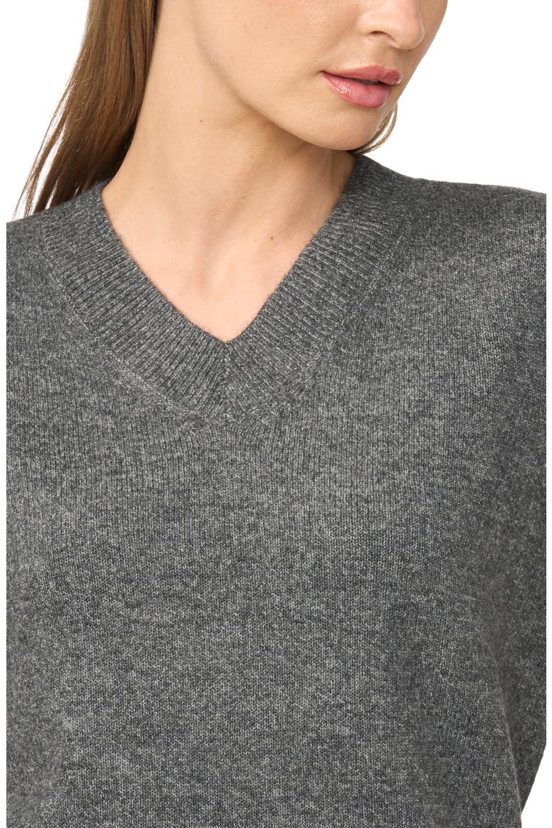 Short Sleeve V-Neck Sweater, Alternate, color, MEDIUM HEATHER GREY