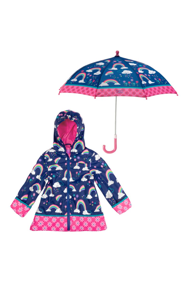 Print Raincoat & Umbrella Set, Main, color, RAINBOW