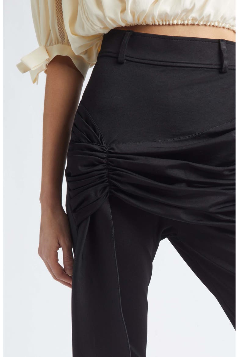 High Waist Drape Front Stretch Capri Pants, Alternate, color, BLACK