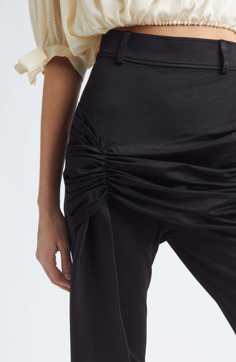 Rabanne High Waist Drape Front Stretch Capri Pants, Alternate, color, Black