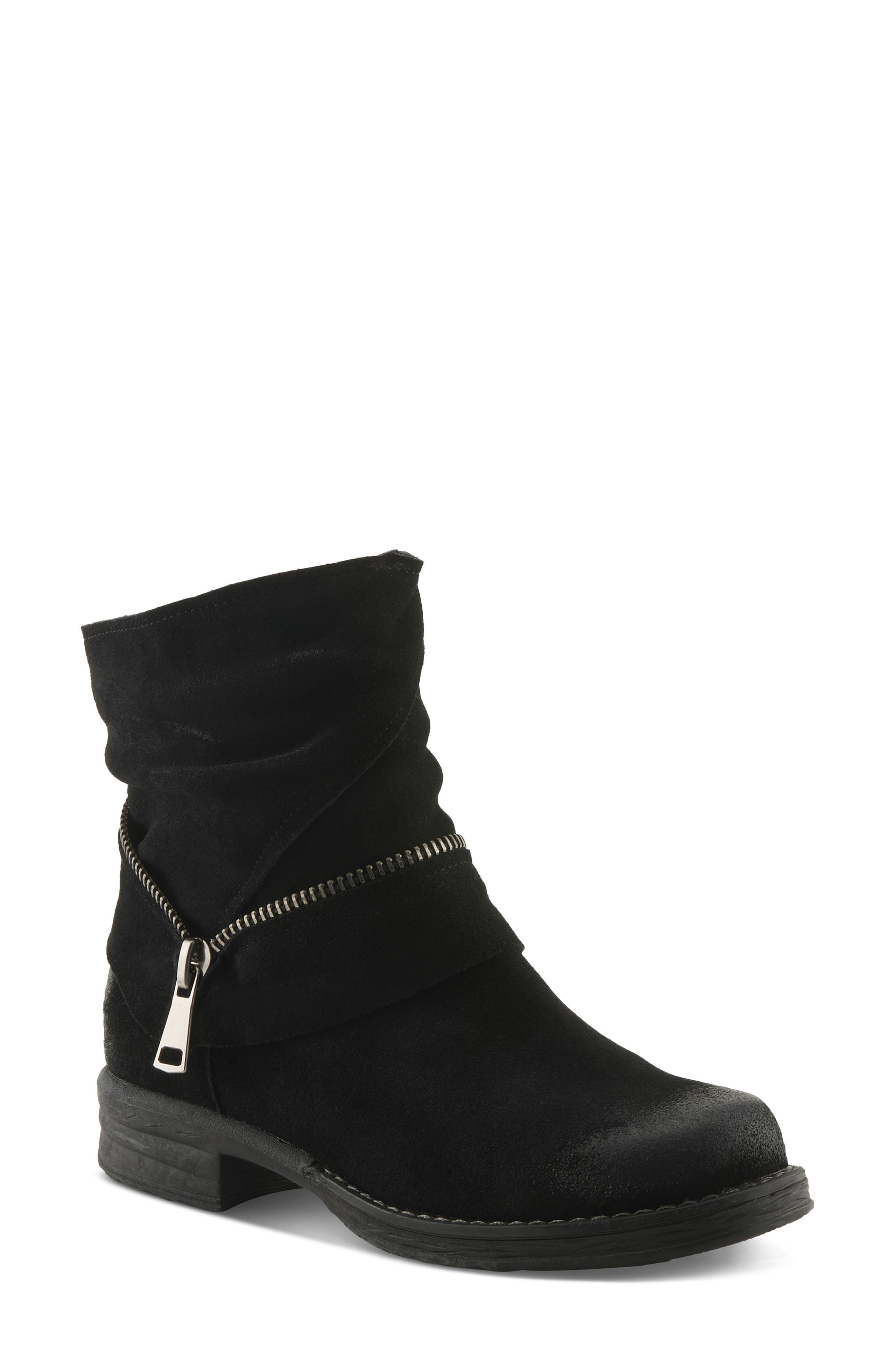 Spring Step Mazure Bootie, Main, color, Black Suede