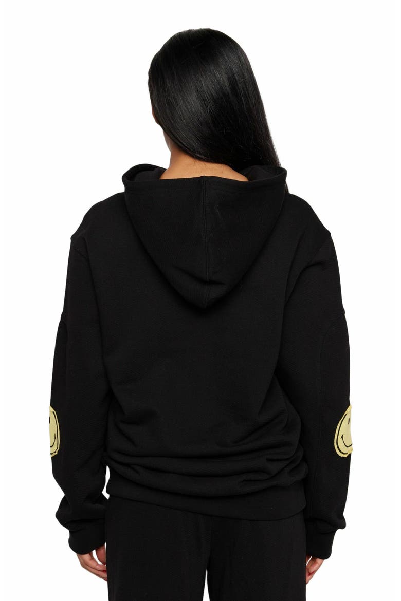 SMILEY OVERSIZED HOODIE, Alternate, color, BLACK