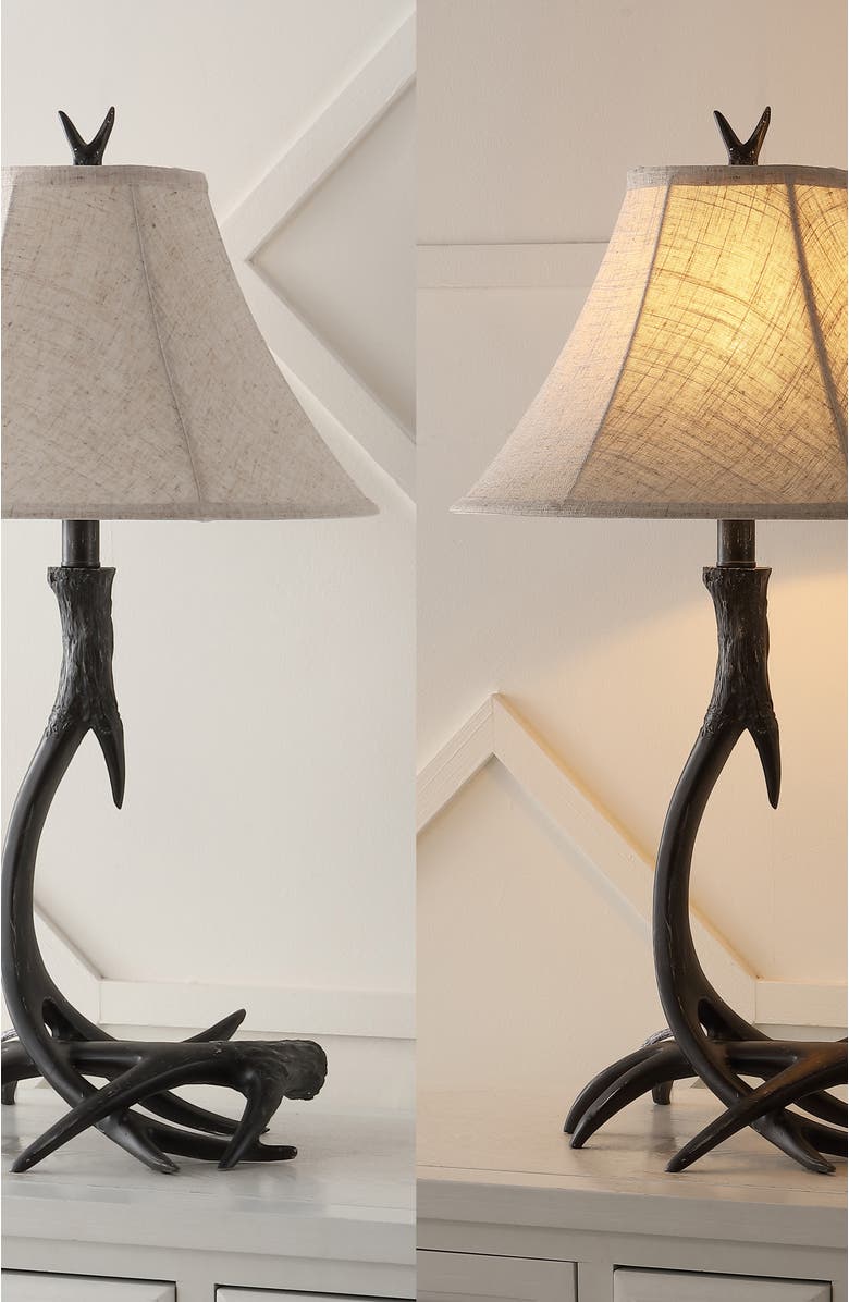 JONATHAN Y Antler 27.5" Rustic Resin LED Table Lamp, Alternate, color, Black