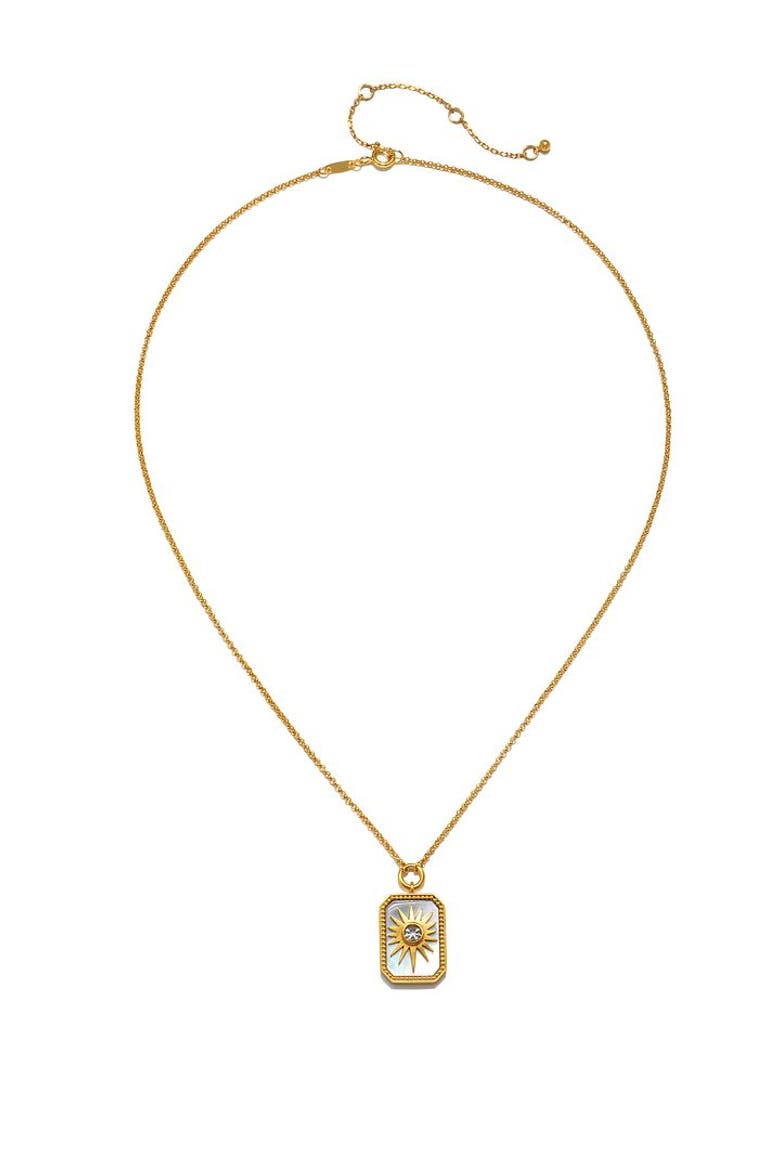 Returning Light Mother of Pearl Sun Necklace, Alternate, color, Gold