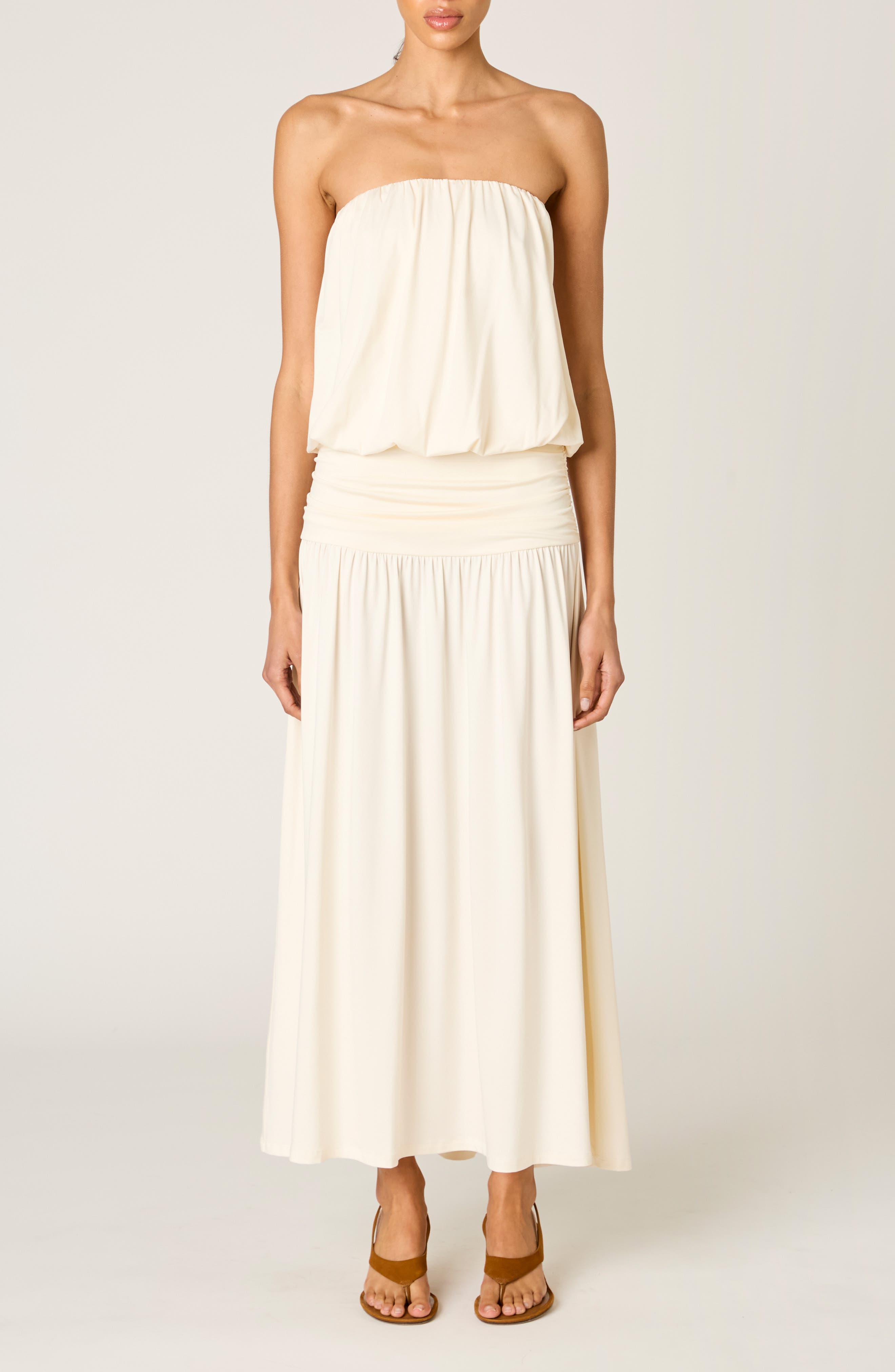 Nia La Cienega Strapless Blouson Maxi Dress in Ivory at Nordstrom, Size Medium