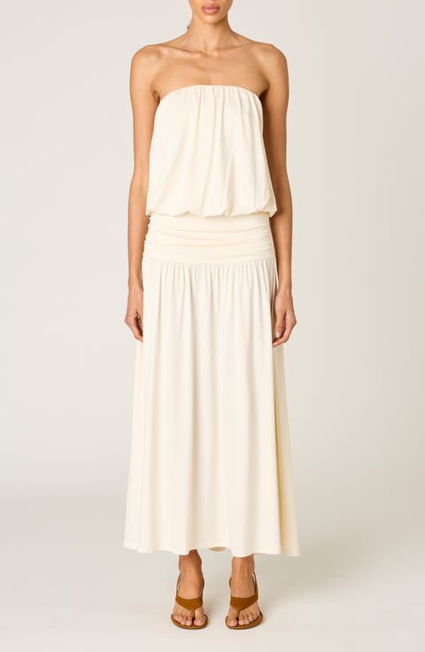 La Cienega Strapless Blouson Maxi Dress