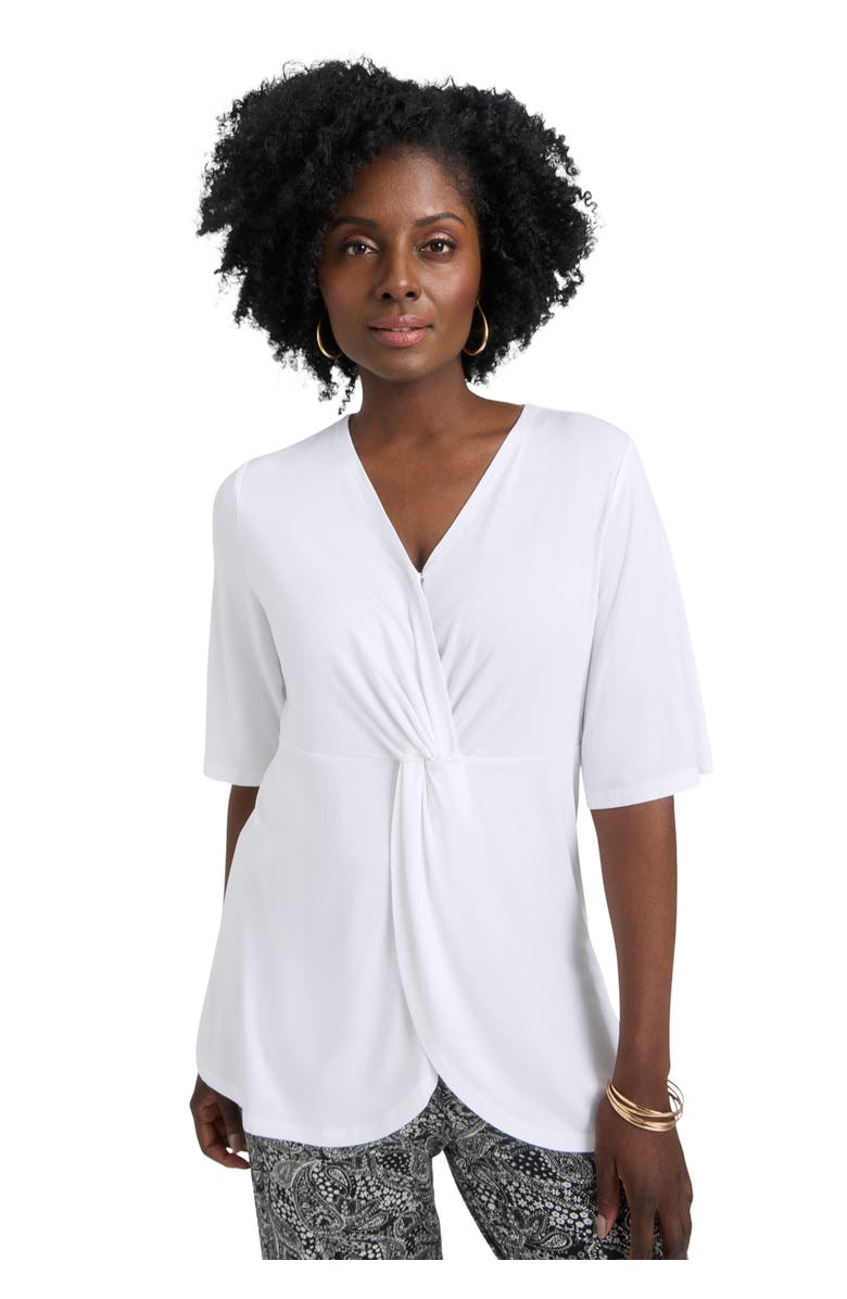Jessica London Asymmetrical Twist Neck Tunic, Main, color, White