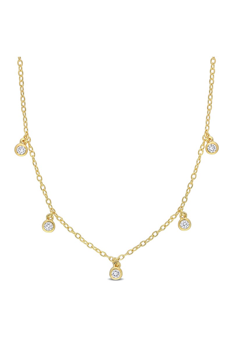 1/6 CTW Lab-Grown Diamond Station Necklace, Main, color, Yellow-Plated