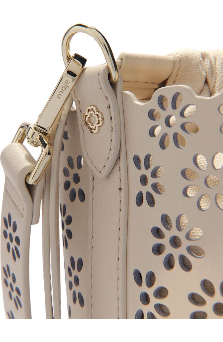 maje Perforated leather bucket bag, Main, color,