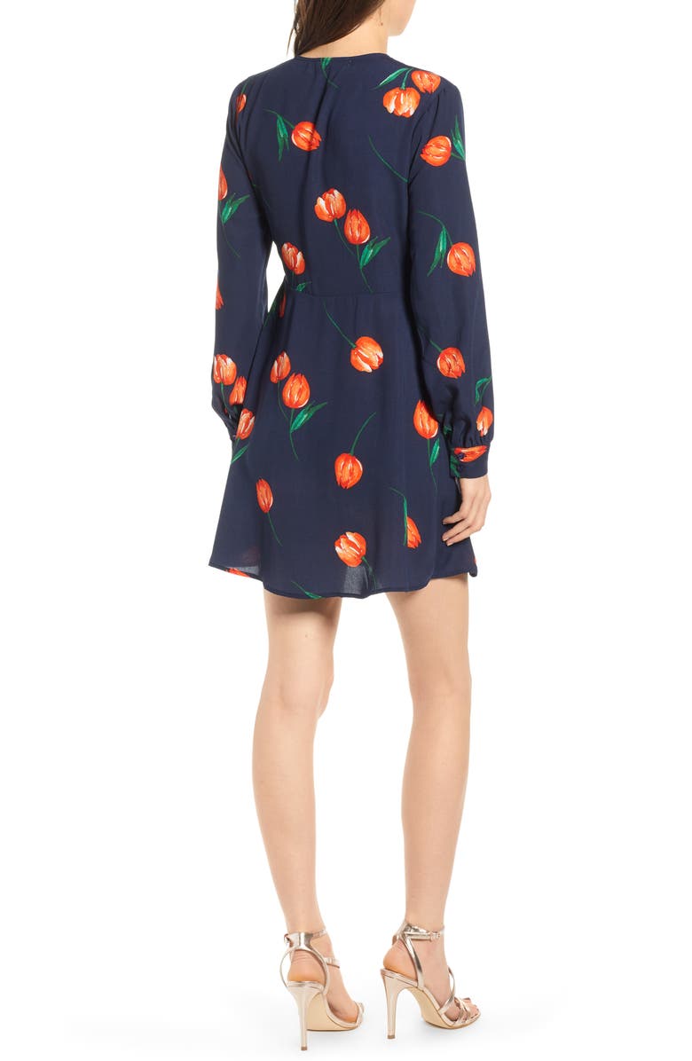 All in Favor Floral Wrap Mini Dress, Alternate, color, 
