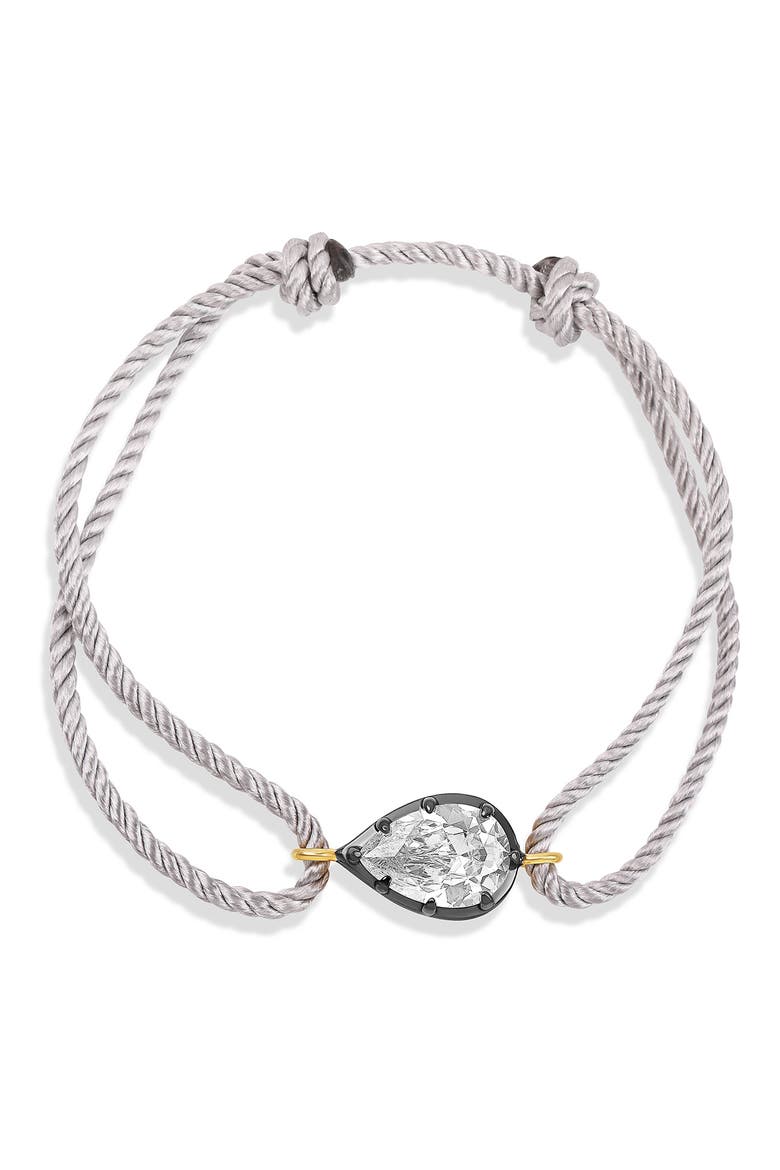 Pear Shape Adjustable Cord Bracelet, Main, color, SILVER