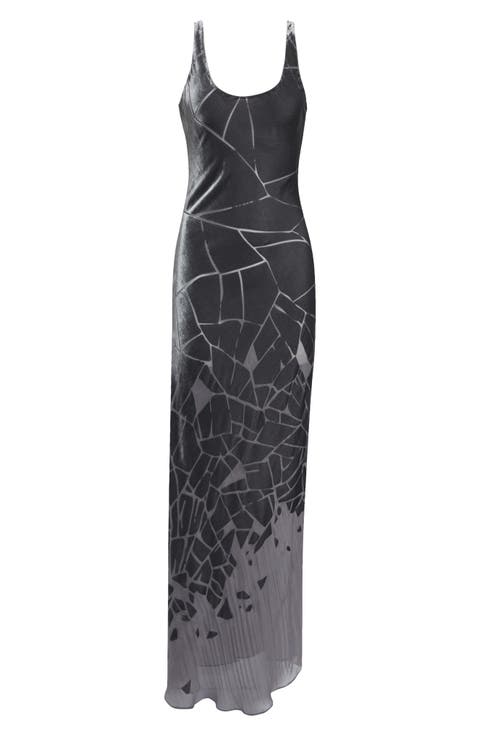 Cracked Jacquard Bias Maxi Dress
