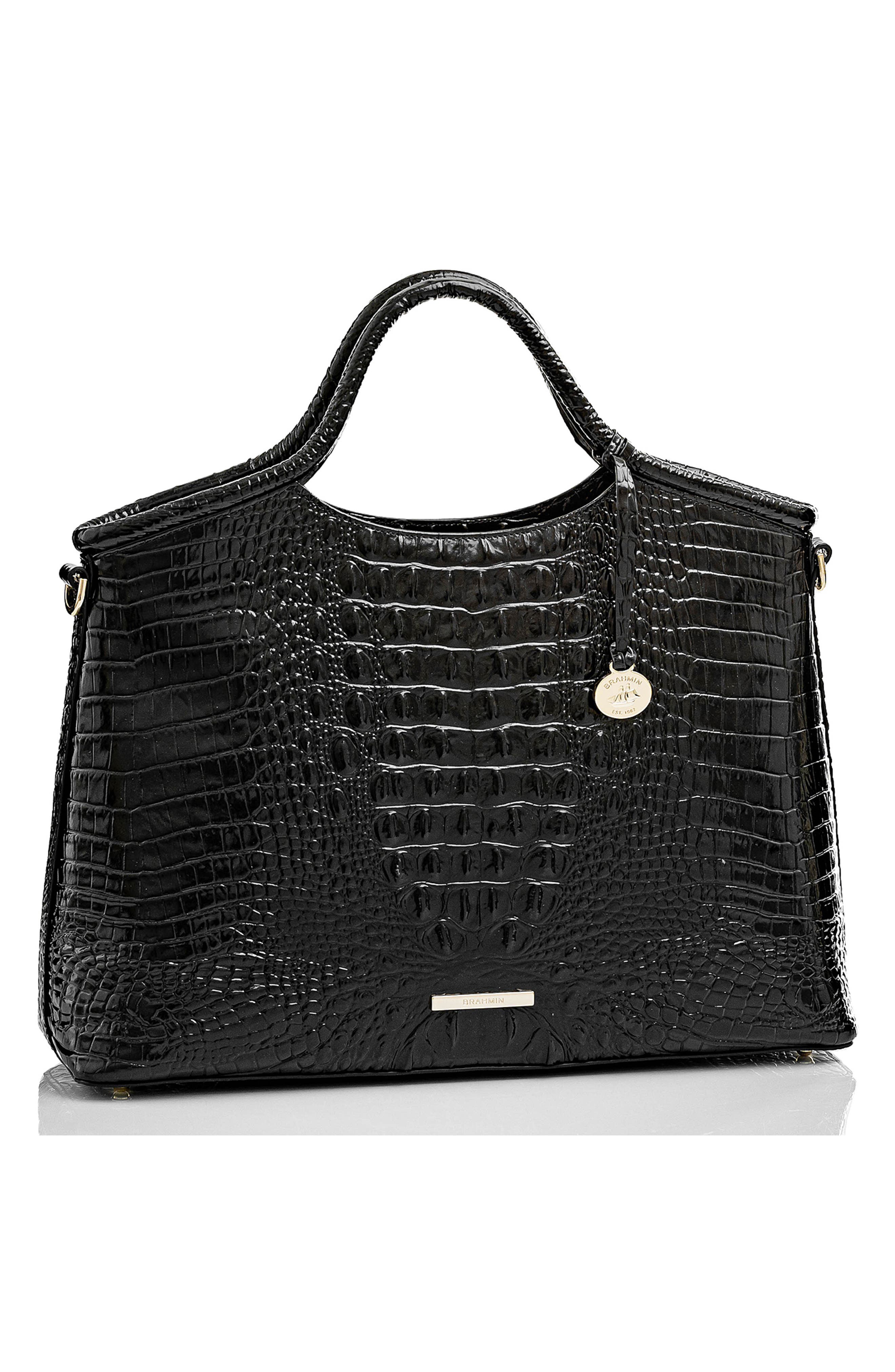 Brahmin Elaine Croc Embossed Leather Satchel, Alternate, color, 