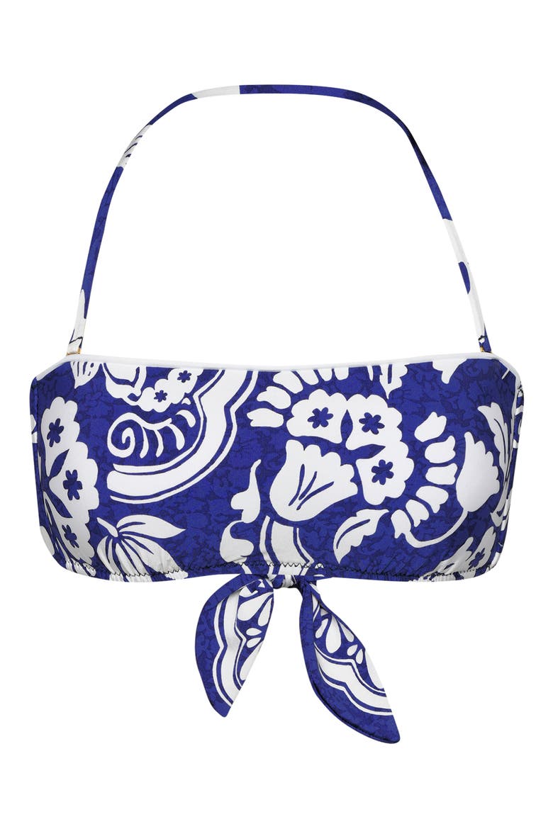 Floral Bandeau Bikini Top, Alternate, color, ULTRAMARINE