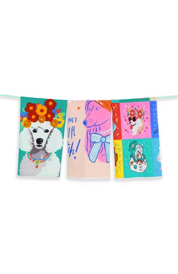 Tiramisu Chic Canine Set Of 3 Kitchen Towels In Multi