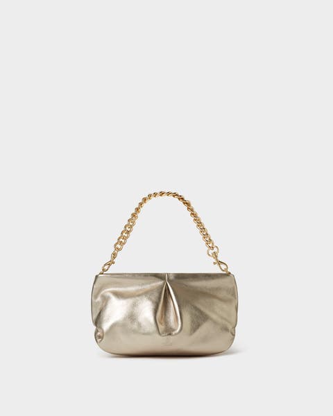 The Luxe Pleat Carina Leather Shrug Clutch Bag