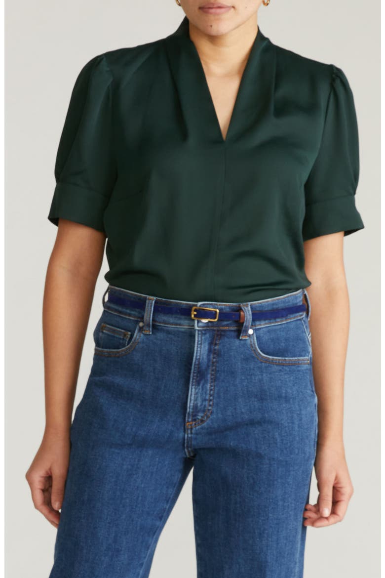 Beatrice Pebble Georgette Top, Main, color, SCARAB GREEN