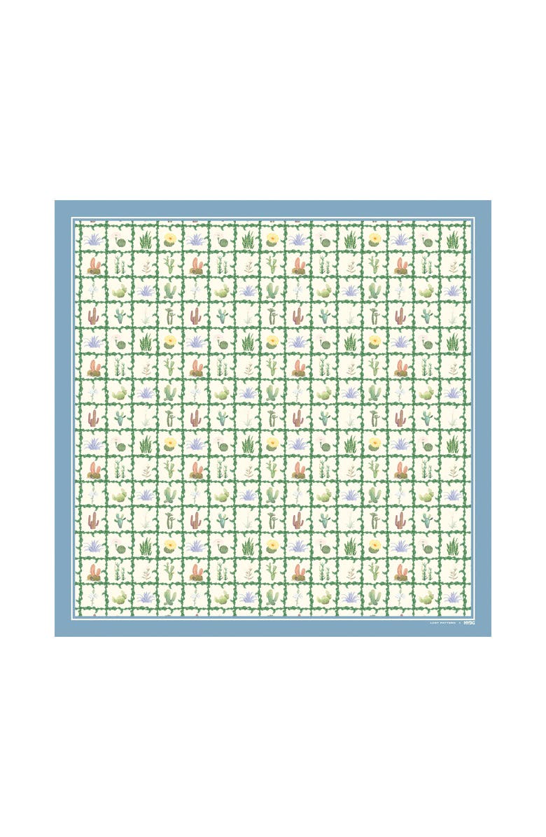 Lost Pattern x NYBG "Oasis Charms" Silk Square Scarf, Main, color, Blue