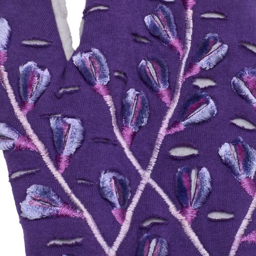 Feelgoodz Artisan Crafted Fleece Lined Azalea Fingerless Gloves In Purple