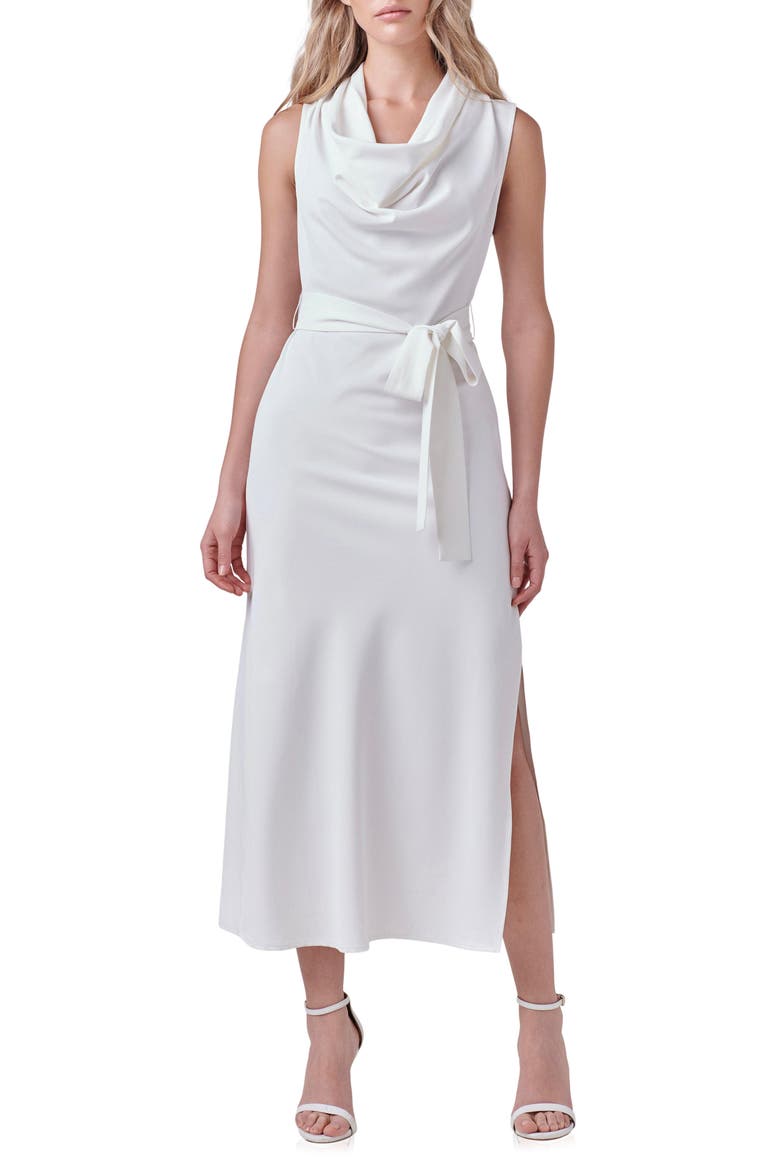 Cowl Neck Sleeveless Dress, Main, color, WHITE