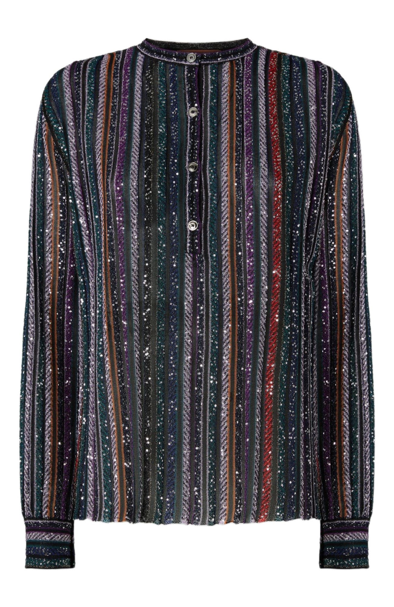Henley Blouse With Mandarin Collar - image 2