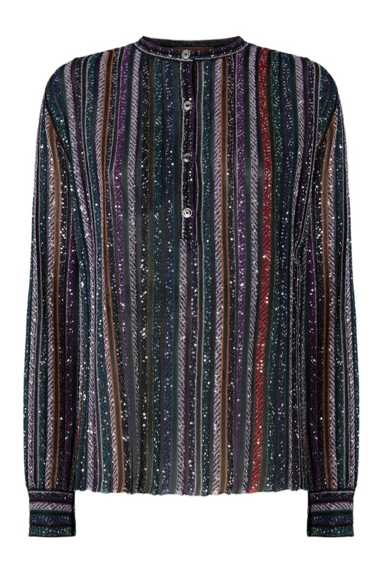 Henley Blouse With Mandarin Collar, Alternate, color, Multicoloured